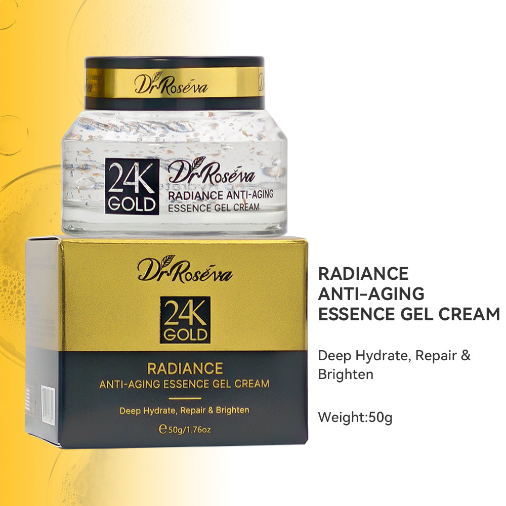 DR.ROSEVA 5Pcs 24K Gold Radiance Luxury Set Brightening & Firming Skincare Gift Box With Hyaluronic Acid Niacinamide Serum