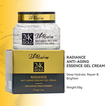 DR.ROSEVA 5Pcs 24K Gold Radiance Luxury Set Brightening & Firming Skincare Gift Box With Hyaluronic Acid Niacinamide Serum